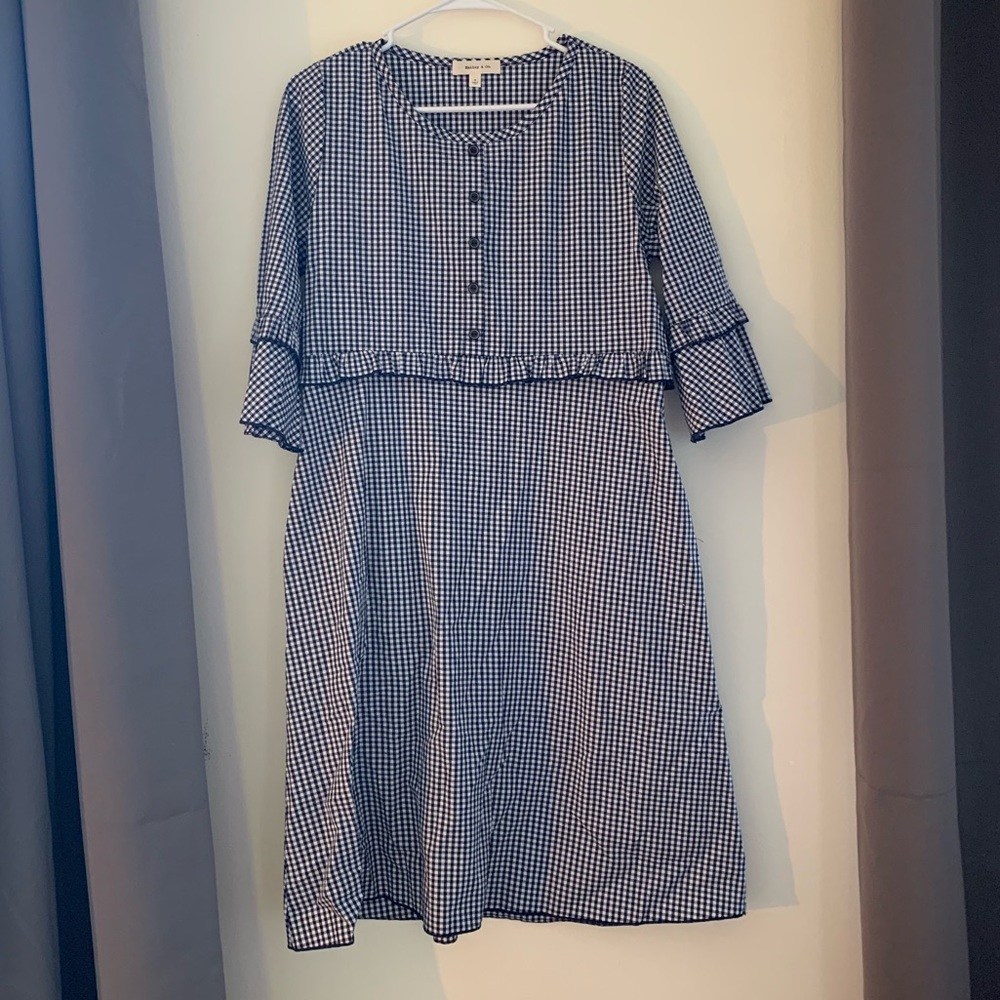 Citrus and Lemon Blue and White Checkered Dress
